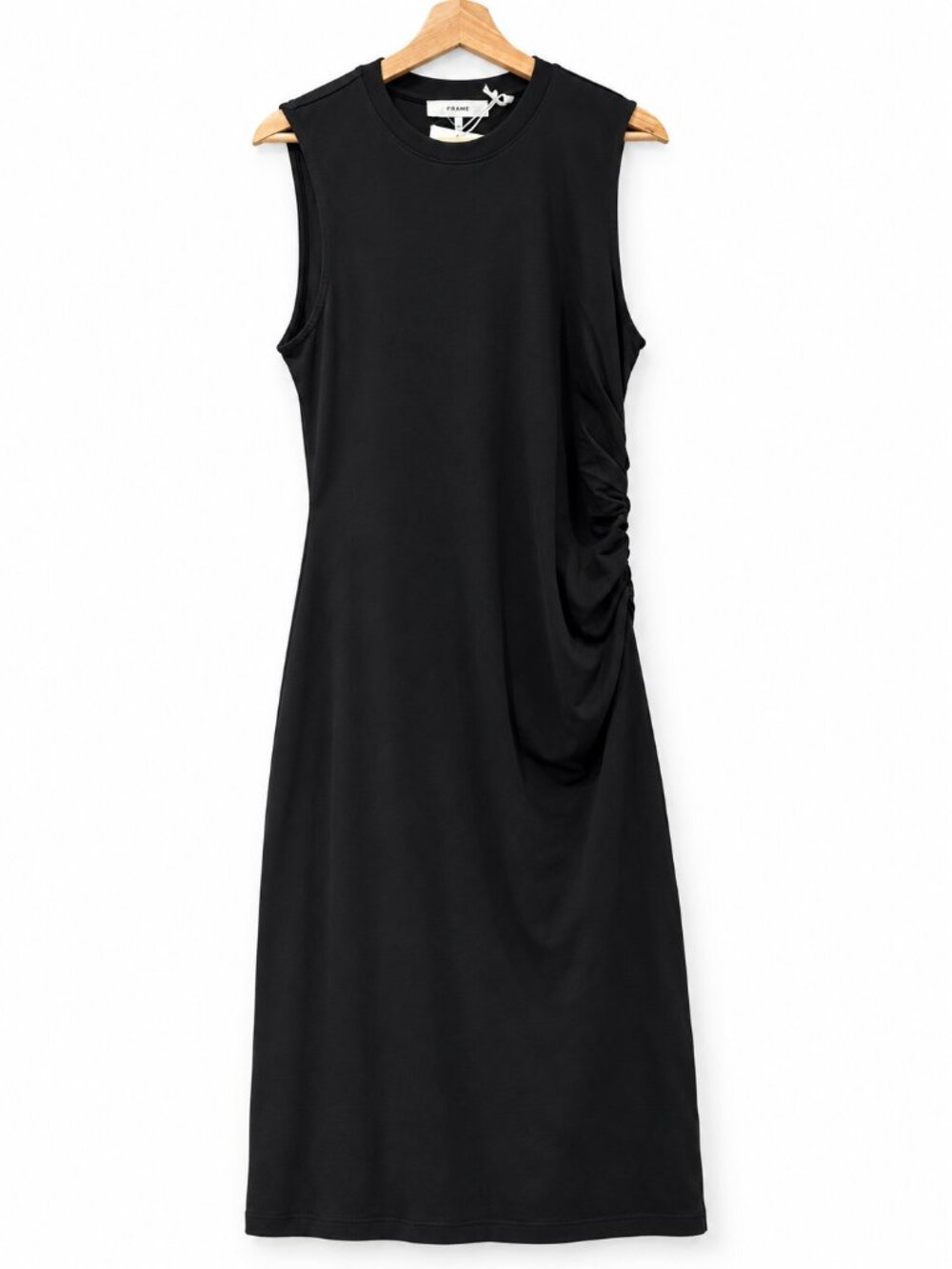 NWT FRAME The SJ Ruched Tee Shirt Maxi Dress Black Size M $348